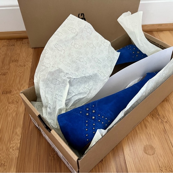 UGG Cobalt Blue Studded Suede Flats 8.5 BNIB - Picture 7 of 9